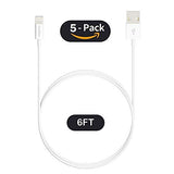 Feel2Nice Lightning Charger 6FT Cables, 5 Pack iPhone USB Cables Data Sync Charging Cord 8 Pin to Charger for iPhone X 8/8 Plus / 7/7 Plus / 6s/6s Plus /6/6 Plus iPhone 5 / 5s / 5c / iPad, White