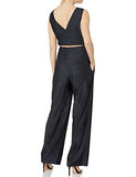 Calvin Klein Women's Sleeveless V Neck Jumpsuit with Self Sash Waist, Solid Blue, 12