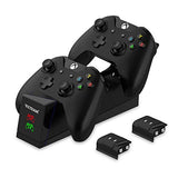 Controller Charger for Xbox One - Rechargeable Battery Pack for Xbox One/Xbox One X/Xbox One S/Xbox One Elite Controller, Charging Station for Xbox One with LED Indicator and 2Pcs 1200mAh Rechargeable