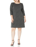Calvin Klein Women's Size Three Quarter Puff Sleeve Sheath, Black/Charcoal, 14 Plus