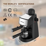 Espresso Machine 3.5 Bar 4 Cup Espresso Maker Cappuccino Machine with Steam Milk Frother and Carafe