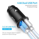 Car Charger, Ainope 4.8A Dual USB Cigarette Lighter Adapter, Aluminum Alloy Fast Car Charging Mini Flush Fit for iPhone Xs max/x/7/6s, iPad Air 2/Mini 3, Note 9/Note 8/Galaxy S9/S8 – Black
