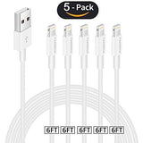 Feel2Nice Lightning Charger 6FT Cables, 5 Pack iPhone USB Cables Data Sync Charging Cord 8 Pin to Charger for iPhone X 8/8 Plus / 7/7 Plus / 6s/6s Plus /6/6 Plus iPhone 5 / 5s / 5c / iPad, White