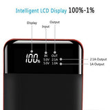 Power Bank 25000mAh Huge Capacity BCM Portable Charger Battery Pack Backup Battery Power Pack Dual Inputs 3 Output Ports with Intelligent LCD Compatible Smartphone, Tablet and More