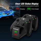 Controller Charger for Xbox One - Rechargeable Battery Pack for Xbox One/Xbox One X/Xbox One S/Xbox One Elite Controller, Charging Station for Xbox One with LED Indicator and 2Pcs 1200mAh Rechargeable