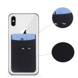 Card Holder for Back of Phone, Stretchy Lycra Double Slots Stick On Wallet Pocket for iPhone, Android and All Smartphones (3 pcs) (Black/White/Gray)