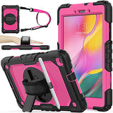 Samsung Galaxy Tab A 8.0'' 2019 Case with Screen Protector, SEYMAC stock Drop-Proof Case for SM-T290/T295/T297 – Rose/Black