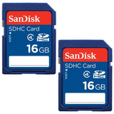 SanDisk 16GB Class 4 SDHC Flash Memory Card - 2 Pack SDSDB2L-016G-B35 Retail Package