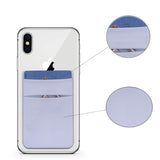 Card Holder for Back of Phone, Stretchy Lycra Double Slots Stick On Wallet Pocket for iPhone, Android and All Smartphones (3 pcs) (Black/White/Gray)