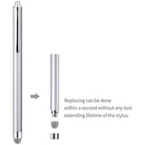 CHAOQ Touch Stylus Pen, Hybrid Mesh Fiber Tips Stylus (6 Pcs, Black, White, Pink, Green, Sky Blue, Silver) for all Capacitive Touch Screen Cell Phones, Tablet, Kindle Fire + 6 Extra Replaceable Tips