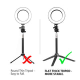 Fonrest LED Ring Light with Stretchable Tripod Stand Selfie Stick, 6-inch Dimmable Floor/Table Annular Lamp for Selfie, Makeup, Live Stream, YouTube, Vlog, Camera/Phone Video Shooting USB Plug