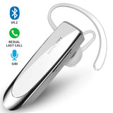 Bluetooth Earpiece- Wireless Bluetooth Headset Noise Cancelling with Mic 24Hrs Talktime Hands-Free 1440Hrs Standby Time Headphones Compatible with iOS/Android Smart Phones, Driver Trucker, White