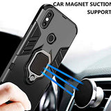 DuoLide for Huawei Mate 20 Lite Case, 2 in 1 Hybrid Heavy Duty Armor Shockproof Defender Kickstand Dual Layer Bumper Hard Back Case Cover Tempered Glass Screen Protector,Black