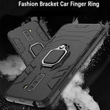 DuoLide for Huawei Mate 20 Lite Case, 2 in 1 Hybrid Heavy Duty Armor Shockproof Defender Kickstand Dual Layer Bumper Hard Back Case Cover Tempered Glass Screen Protector,Black