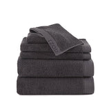 CLASSIC EGYPTIAN COTTON 6 PIECE TOWEL SET BY IZOD - 2 Bath Towels, 2 Hand Towels, 2 Wash Cloths - Premium, Soft, Absorbent - Sport, Home - Machine Washable - Night Gray