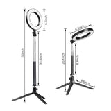 Fonrest LED Ring Light with Stretchable Tripod Stand Selfie Stick, 6-inch Dimmable Floor/Table Annular Lamp for Selfie, Makeup, Live Stream, YouTube, Vlog, Camera/Phone Video Shooting USB Plug