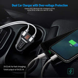 Criacr Bluetooth FM Transmitter for Car, Wireless Radio Transmitter Car Adapter with Hand-Free Calling, Dual USB Car Charger, Music Player for All Smartphones