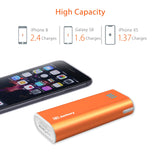 Jackery Portable Travel Charger Bar 6000mAh Pocket-Sized Ultra Compact External Battery Power Bank Fast Charging Speed with Emergency Flashlight for iPhone, Samsung and Others - Orange