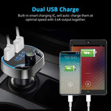 Bluetooth FM Transmitter for Car, Vproof Wireless Radio Transmitter Car Kit Adapter with Hands Free Calling, Dual USB Ports (5V/2.4A & 1A), Support TF Card USB Flash Drive (Black)