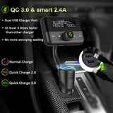 Bluetooth FM Transmitter for Car, Wireless Radio Adapter Hands-Free Calling 4.2 Bluetooth Crystal Clear Sound QC3.0/2.4A Dual USB Ports Large Display AUX TF Card Music Player Car Transmitter