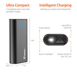 Jackery Portable Charger Bar 6000mAh Pocket-Sized External Battery Pack Fast Charger Power Bank with Emergency LED Flashlight for iPhone, Samsung and Other Devices - Black