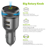 Bluetooth FM Transmitter for Car, PERBEAT Wireless Radio Adaptor Car Kit (One Knob Rotating Design) with Hands-Free Calling, 5V/2.4A&1A Dual USB Charging Ports