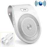Bluetooth Car Speaker, Aigital Wireless in-Car Speakerphone on Sun Visor, Clear Sound for Handsfree Calling Music, AUTO Power ON Function and Supports Siri - White
