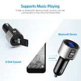 Criacr Bluetooth FM Transmitter, Wireless Bluetooth Radio Adapter Car Charger with Hands-Free Calling, 5V / 3.4A Dual USB Charging Port, for All Smartphones. (Silver)