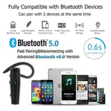 Bluetooth Headset【Upgraded Bluetooth V5.0】 Bluetooth Earpiece, Handfree Bluetooth Headset and Mute Key for Business/Office/Driving