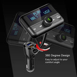 Bluetooth FM Transmitter for Car, Wireless Radio Adapter Hands-Free Calling 4.2 Bluetooth Crystal Clear Sound QC3.0/2.4A Dual USB Ports Large Display AUX TF Card Music Player Car Transmitter