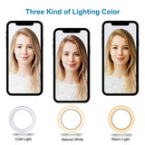 DCLYSI 6.3” LED Selfie Ring Light with Tripod Stand for YouTube Video Shooting and Makeup,Mini LED Camera Light with Cell Phone Holder Desktop Lamp with 3 Light Modes & 11 Brightness Level