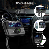 Bluetooth FM Transmitter for Car, Wireless Radio Adapter Hands-Free Calling 4.2 Bluetooth Crystal Clear Sound QC3.0/2.4A Dual USB Ports Large Display AUX TF Card Music Player Car Transmitter