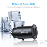 Car Charger, Ainope 4.8A Dual USB Cigarette Lighter Adapter, Aluminum Alloy Fast Car Charging Mini Flush Fit for iPhone Xs max/x/7/6s, iPad Air 2/Mini 3, Note 9/Note 8/Galaxy S9/S8 – Black