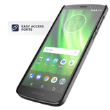 Encased Moto G6 Case with Belt Clip Holster - Rubberized Slim Combo Cover with Reinforced Metal Kickstand - Slimline Series (for Motorola MotoG6 Phone) (Smooth Black)
