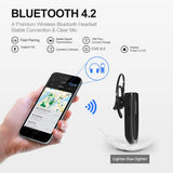 Bluetooth Earpiece- Wireless Bluetooth Headset Noise Cancelling with Mic 24Hrs Talktime Hands-Free 1440Hrs Standby Time Headphones Compatible with iOS/Android Smart Phones, Driver Trucker, White