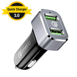 Car Charger, Powerman Quick Charge 3.0 36W Dual USB Car Charger Adapter Fast Car Charging Compatible Samsung Galaxy Note 9 S8 S9 Note 8, iPhone X 8 7 6s Plus, iPad, iPad Air 2/Mini 3, Pixel, LG, HTC