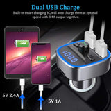 Bluetooth FM Transmitter, Vproof in-Car Wireless Radio Transmitter Adapter Music Player Car Kit W Blue Circle Ambient Light, 2 USB Ports, Hands Free Calling, TF Card & USB Flash Drive Support (Gray)