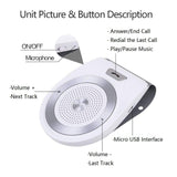 Bluetooth Car Speaker, Aigital Wireless in-Car Speakerphone on Sun Visor, Clear Sound for Handsfree Calling Music, AUTO Power ON Function and Supports Siri - White