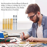 E.Durable Pentalobe P2 P5 Triwing Y000 Slotted Phillps Hex Screwdriver Set for iPhone X, iPhone 8, 8 Plus,7/7 Plus, 6/6S Plus,5S/5/5C/4S/4/SE, Macbook Pro/Air, Phone Toolkits (16 IN 1 Tool Set)
