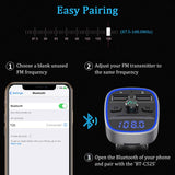 Bluetooth FM Transmitter, Vproof in-Car Wireless Radio Transmitter Adapter Music Player Car Kit W Blue Circle Ambient Light, 2 USB Ports, Hands Free Calling, TF Card & USB Flash Drive Support (Gray)