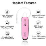 Bluetooth Headset V4.1,Bluetooth Headphones with Noise Cancelling Mic,Hands Free Wireless Earbuds for iPhone 8 7 Plus 6s plus 5s iPad Samsung Android Galaxy S8 S7 or Other Cell Phones,Pink