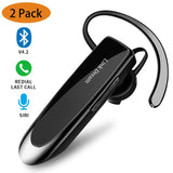 Bluetooth Earpiece- Wireless Bluetooth Headset Noise Cancelling with Mic 24Hrs Talktime Hands-Free 1440Hrs Standby Time Headphones Compatible with iOS/Android Smart Phones, Driver Trucker (2 Pack)