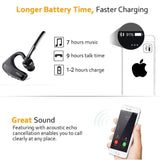 Bluetooth Headset, Wireless Bluetooth Earpiece Headphones Earbuds Ear Hooks Earphones with Mic and Carrying Case for Business/Office/Driving/Truck Support iPhone/Android Cellphones