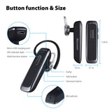 Bluetooth Headset, Wireless Bluetooth Earpiece with 18 Hours Playtime and Noise Cancelling Mic, Ultralight Earphone Hands-Free for iPhone iPad Tablet Samsung Android Cell Phone Calls