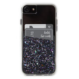 Case-Mate - Stick On Credit Card Wallet - POCKETS - Ultra-slim Card Holder - Universal fit - Apple – iPhone – Samsung – Galaxy - and more –  Black Iridescent Glitter