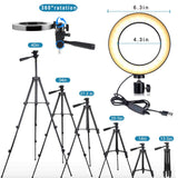 DCLYSI 6.3” LED Selfie Ring Light with Tripod Stand for YouTube Video Shooting and Makeup,Mini LED Camera Light with Cell Phone Holder Desktop Lamp with 3 Light Modes & 11 Brightness Level