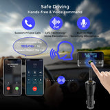 Bluetooth FM Transmitter for Car, Wireless Radio Adapter Hands-Free Calling 4.2 Bluetooth Crystal Clear Sound QC3.0/2.4A Dual USB Ports Large Display AUX TF Card Music Player Car Transmitter