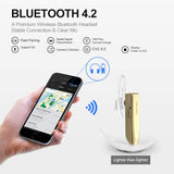 Bluetooth Earpiece- Wireless Bluetooth Headset Noise Cancelling with Mic 24Hrs Talktime Hands-Free 1440Hrs Standby Time Headphones Compatible with iOS/Android Smart Phones, Driver Trucker, Gold