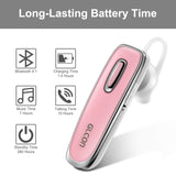 Bluetooth Headset with Mic for Cell Phone - GLCON Hands Free Wireless Earpiece for iPhone XS X 8 8Plus 7 7Plus Samsung Galaxy Android - Noise Canceling Stereo Sound Bluetooth Earbuds Microphone (Pink)