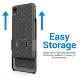 iPhone XR Holster Case, Aduro Combo Shell & Holster Case - Super Slim Shell Case with Built-in Kickstand, Swivel Belt Clip Holster for Apple iPhone XR/iPhone 10R (2018/2019)